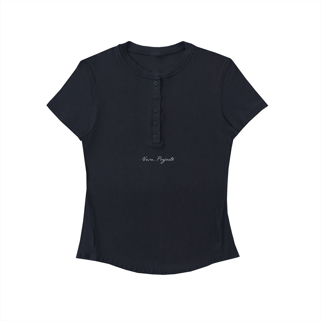 Nova Projects Women's Modal Bodycon Henley Shirt