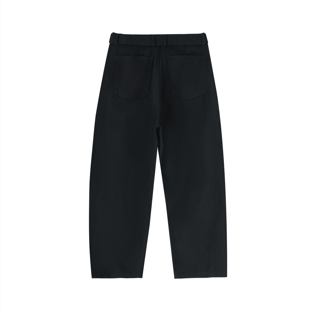 Nova Twisted-Seam Belted Curved-Blade Pants
