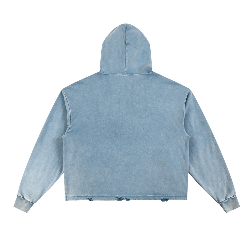 Nova Vintage Washed Frayed-Hem Hoodie