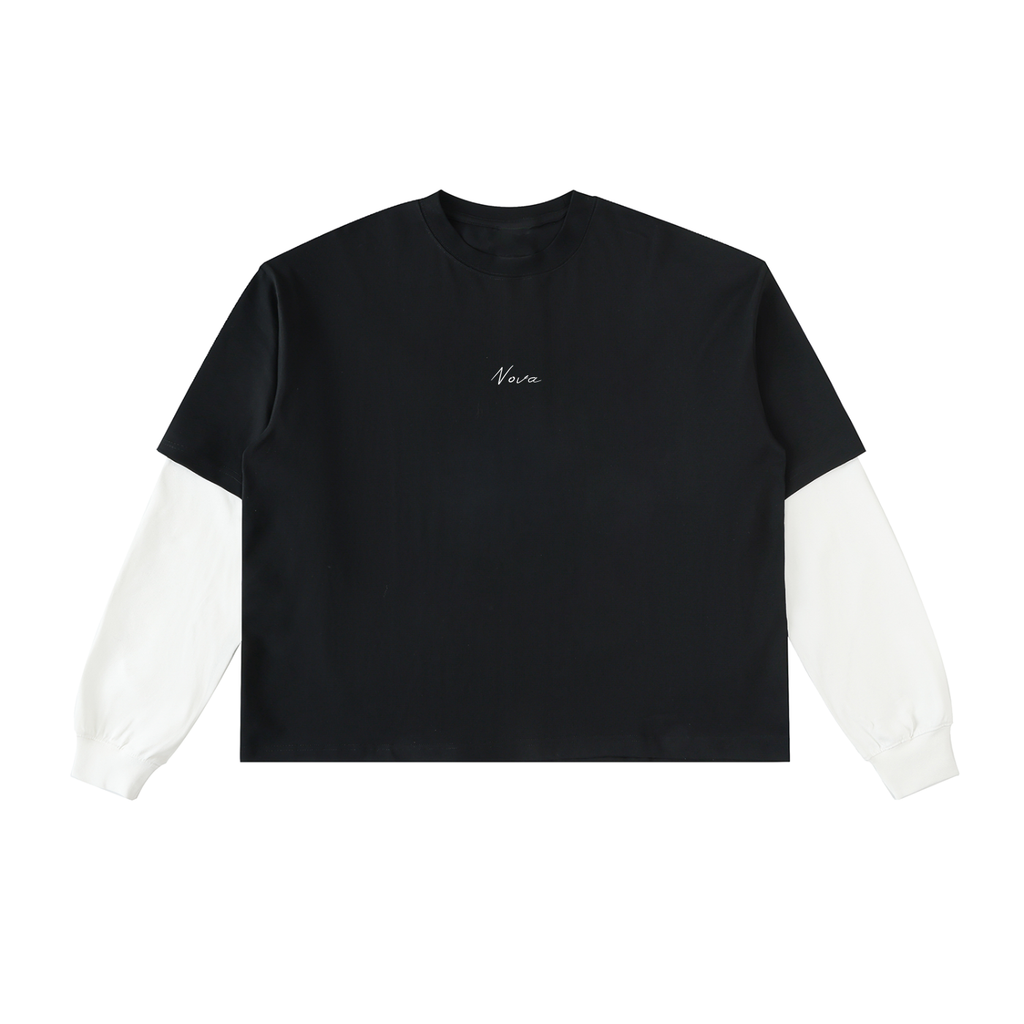 Nova Layered Contrast Sleeve Cotton T-Shirt