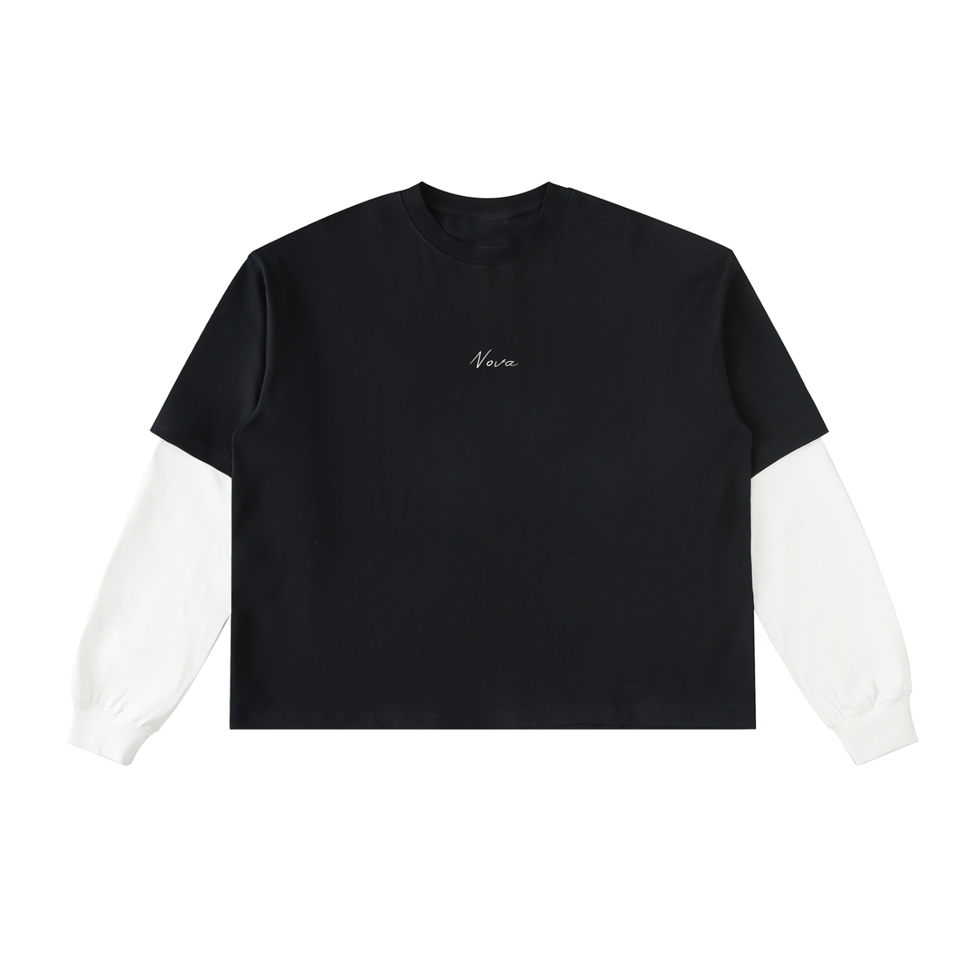 Nova Layered Contrast Sleeve Cotton T-Shirt