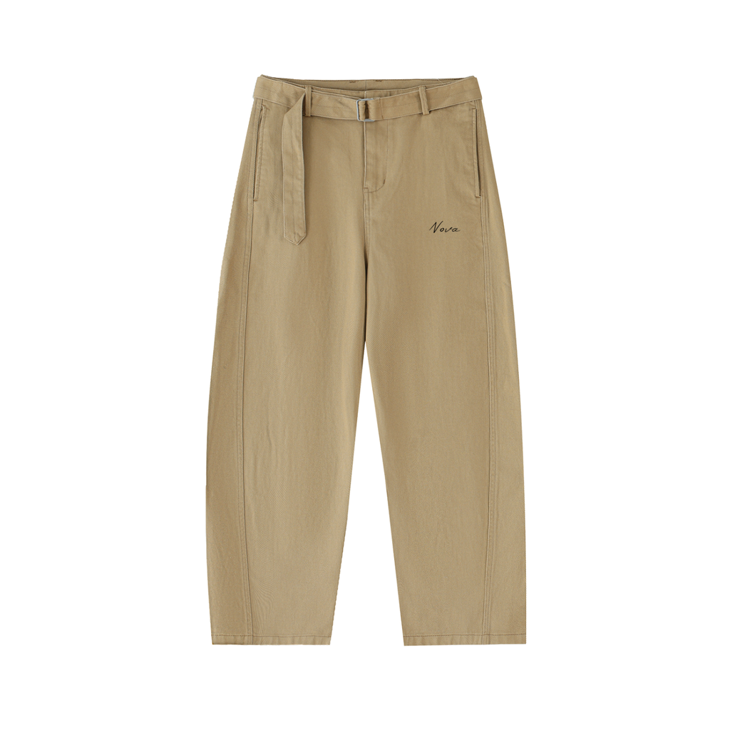 Nova Twisted-Seam Belted Curved-Blade Pants