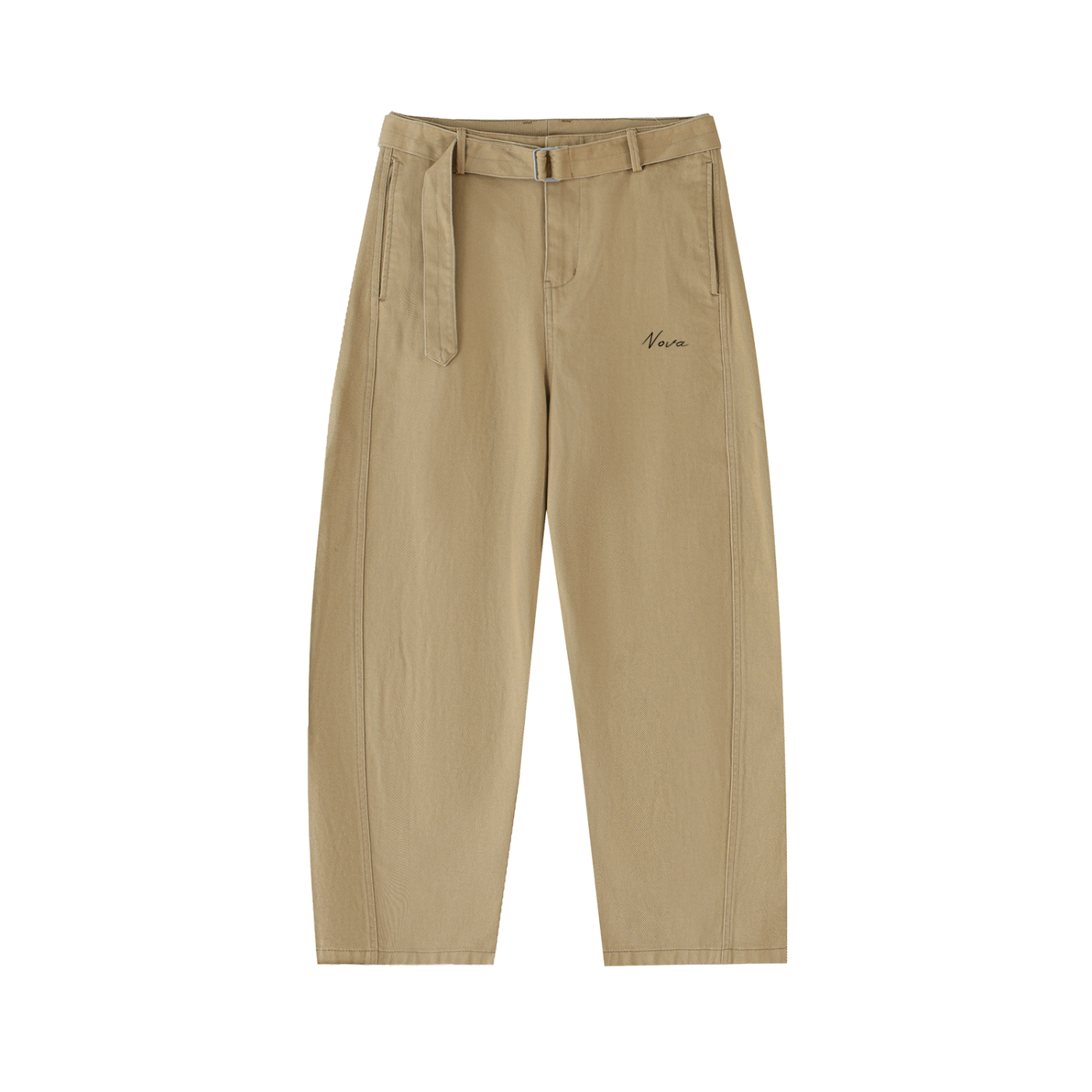 Nova Twisted-Seam Belted Curved-Blade Pants