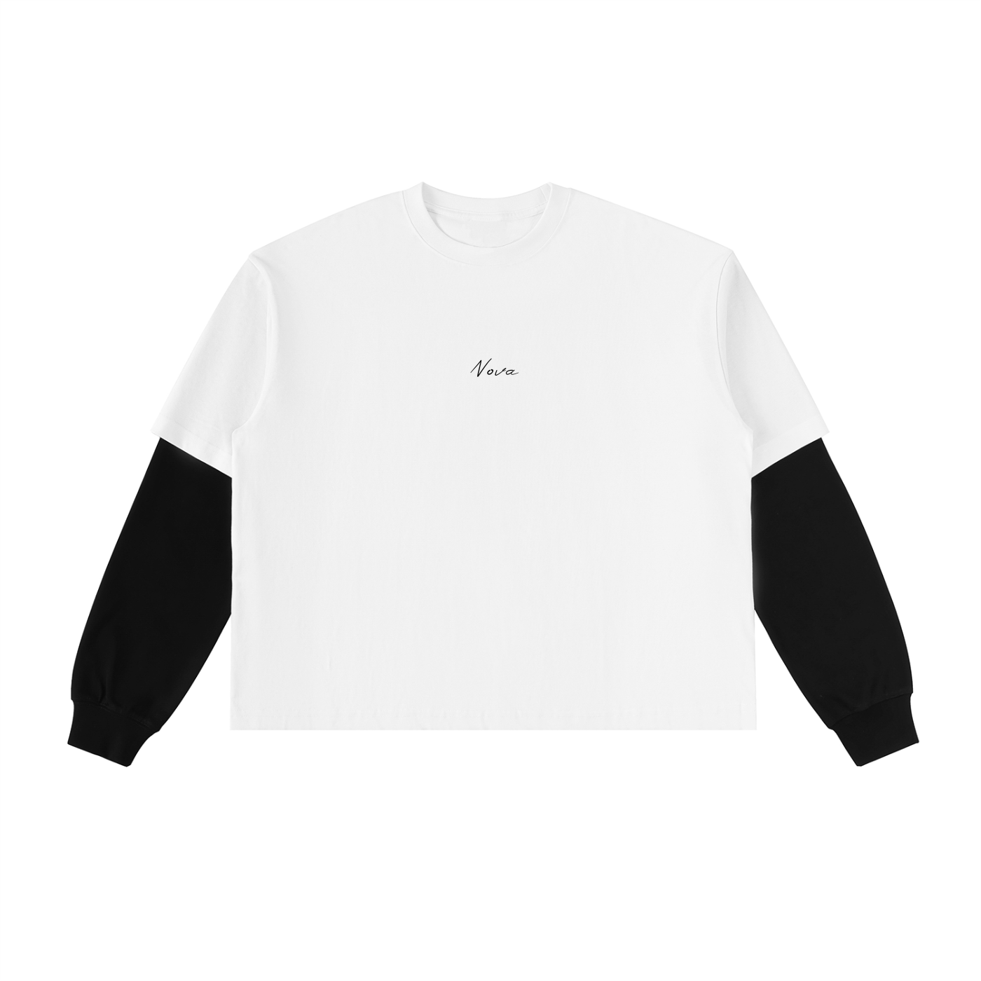 Nova Layered Contrast Sleeve Cotton T-Shirt
