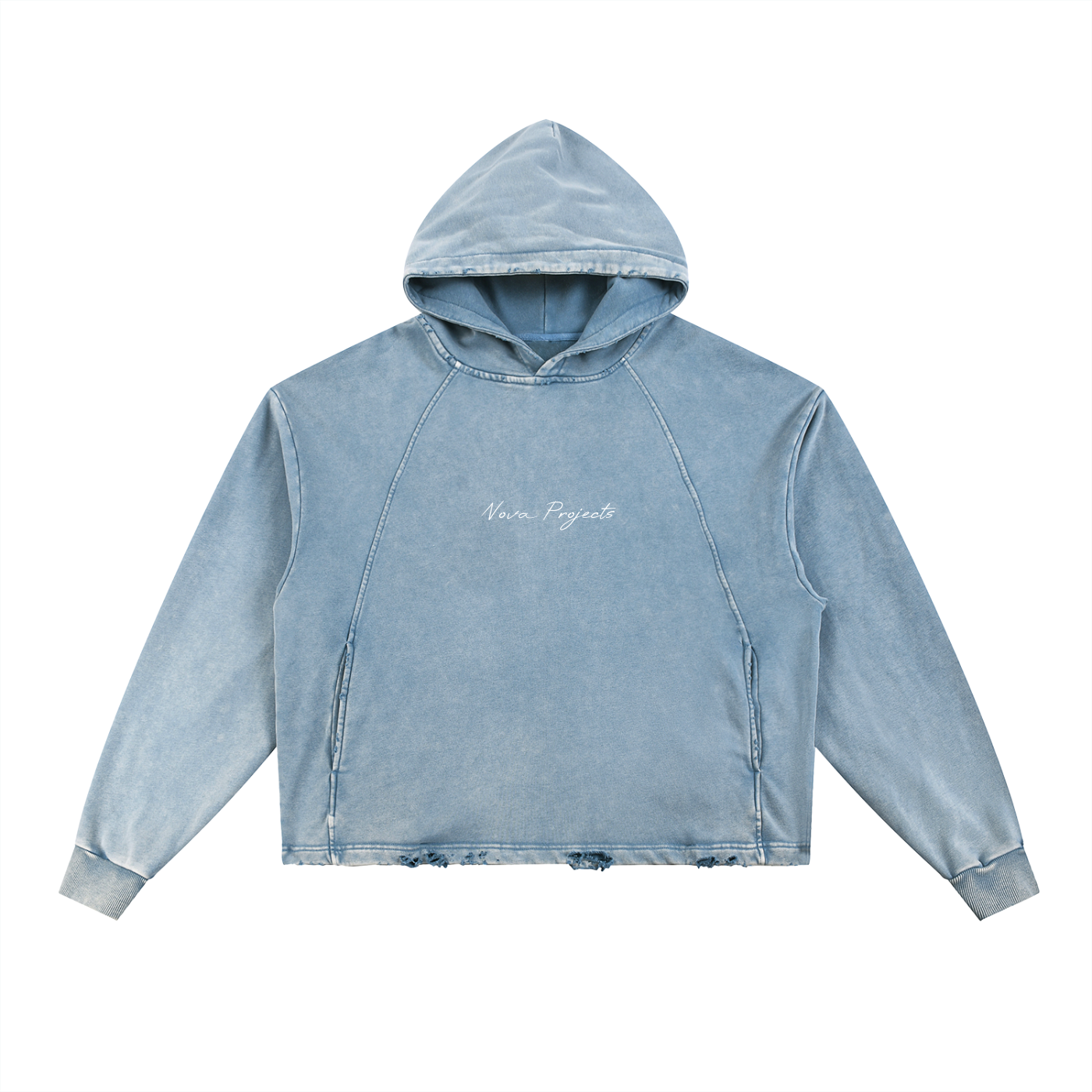 Nova Vintage Washed Frayed-Hem Hoodie